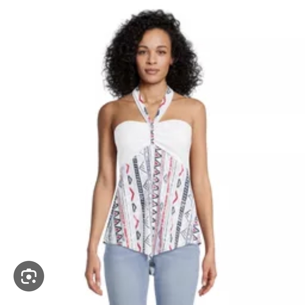 Patterned Halter Neck Top